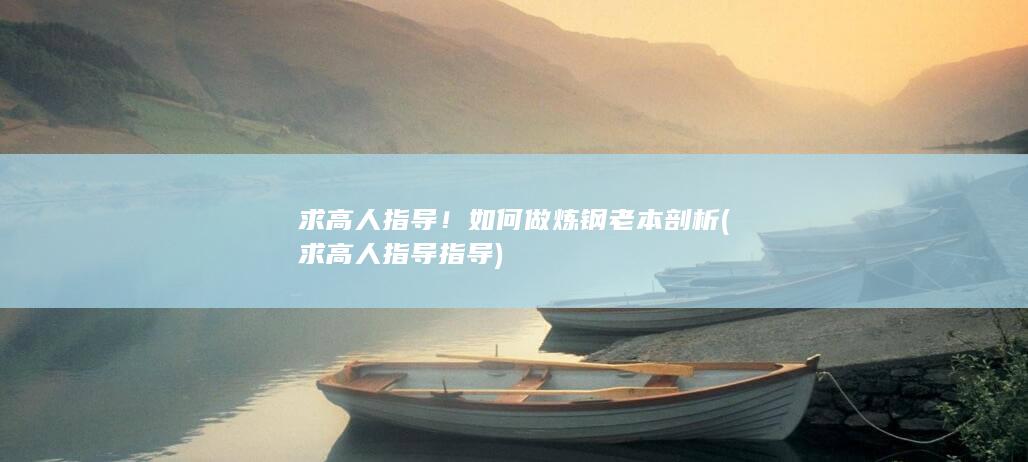 求高人指导！