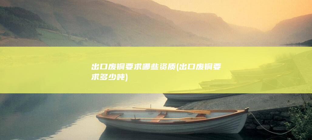 出口废铜要求哪些资质