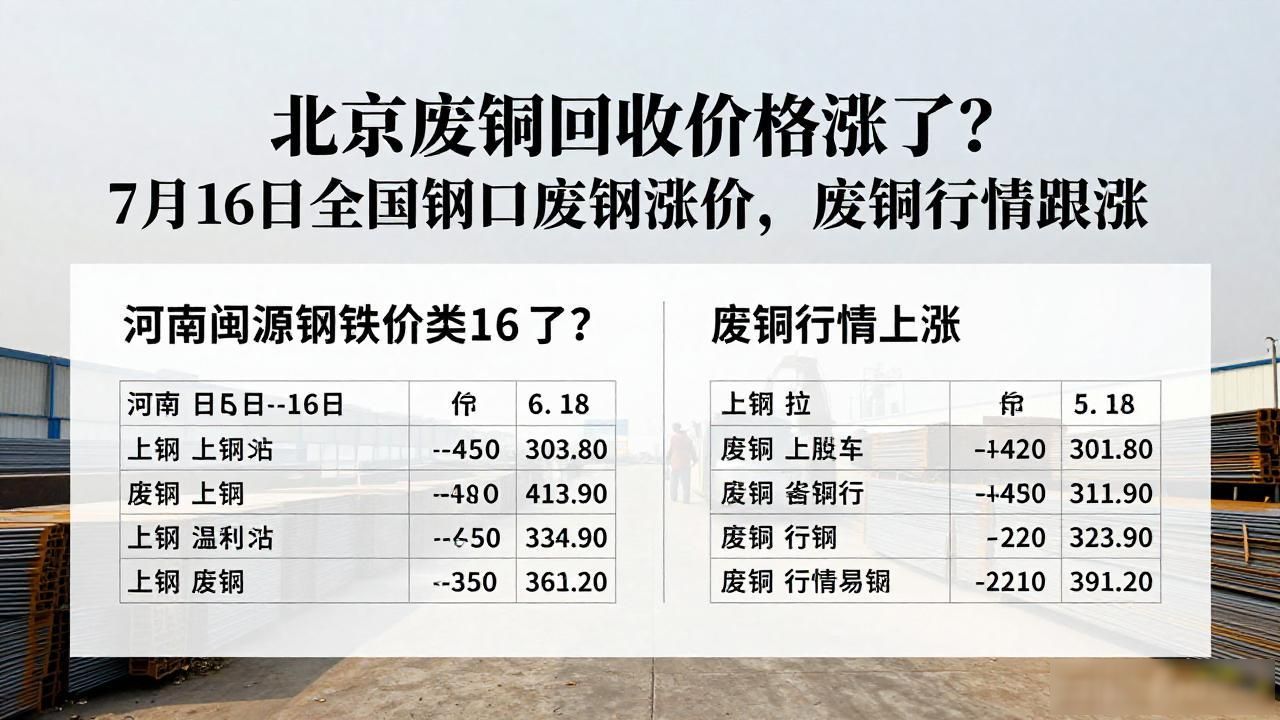 北京废铜回收价格_废钢价格上调_49家钢厂上调废钢采购价_7月16日行情
