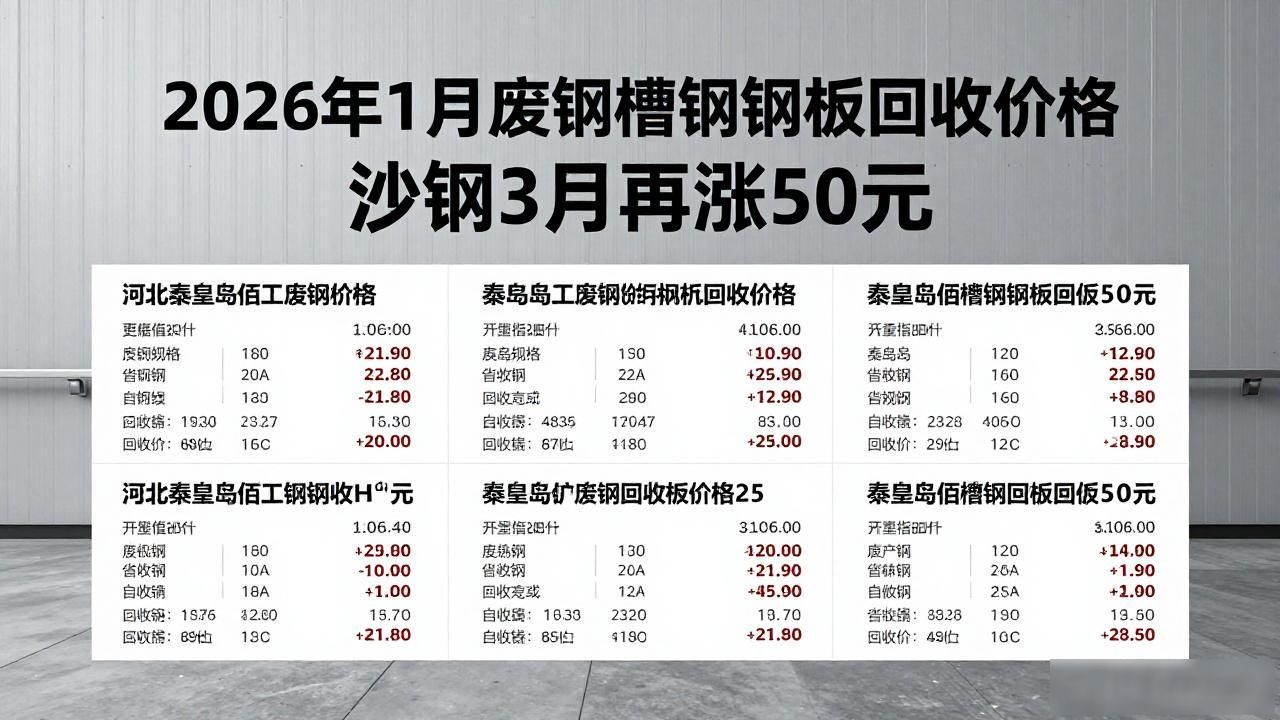 江苏废钢价格上调_2026年1月废钢 槽钢 钢板回收价格_沙钢废钢涨50元/吨