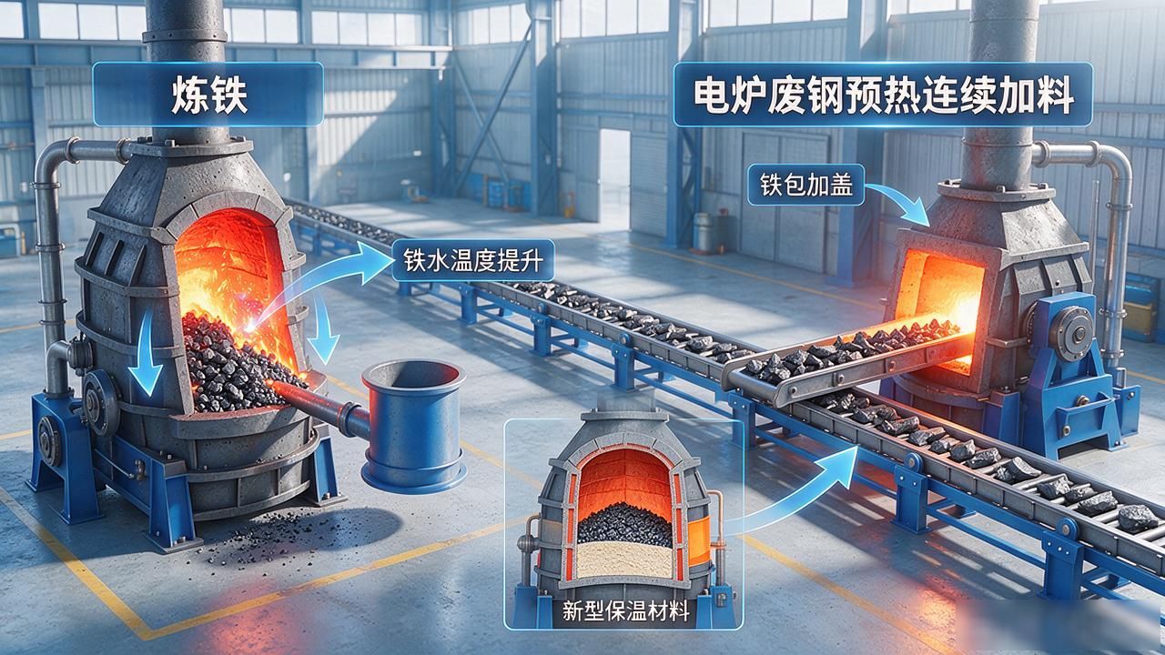 电炉炼钢废钢预热连续装料系统_长流程炼钢废钢用量优化_废钢预热连续加料工艺